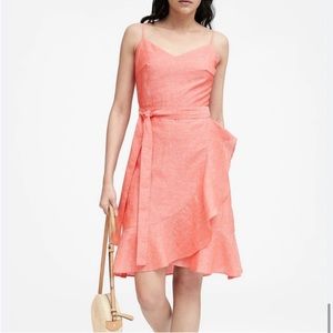 Banana Republic linen cotton blend coral dress